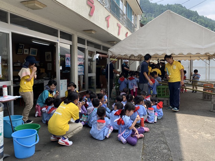 そうめん流し、おにぎり、コロッケ!