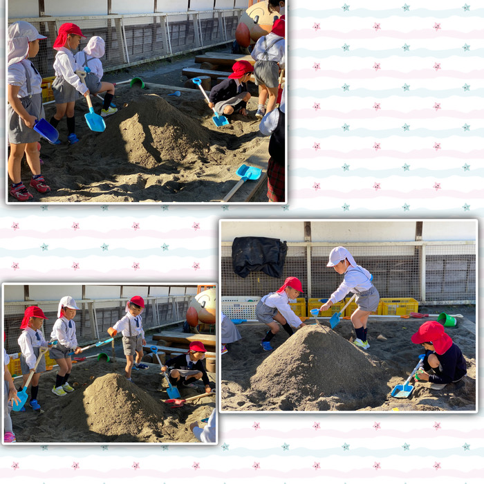 すごく大きなお山を作っていたひまわりさんたち