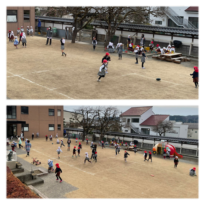 お歩きさんは8:30に幼稚園に来てねー！たくさん遊べるよ。