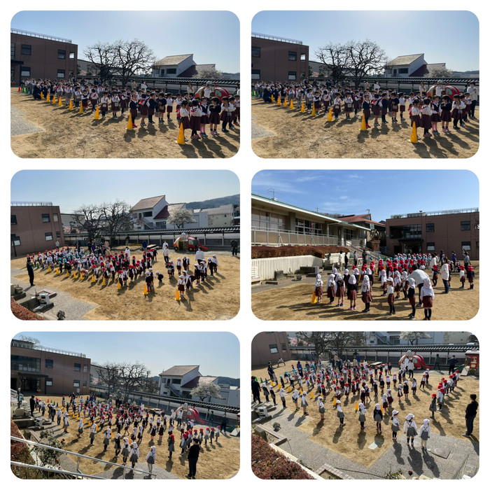 今年度最後の月曜外朝礼。ルンビニ園に新しく来てくれた先生たちを園児に紹介しました