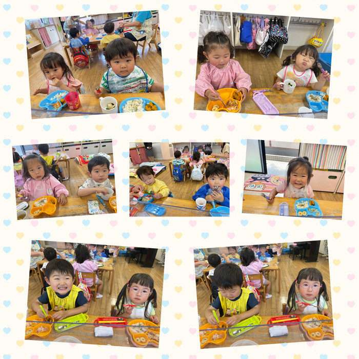 3号認定2歳児さんたちのお給食風景 