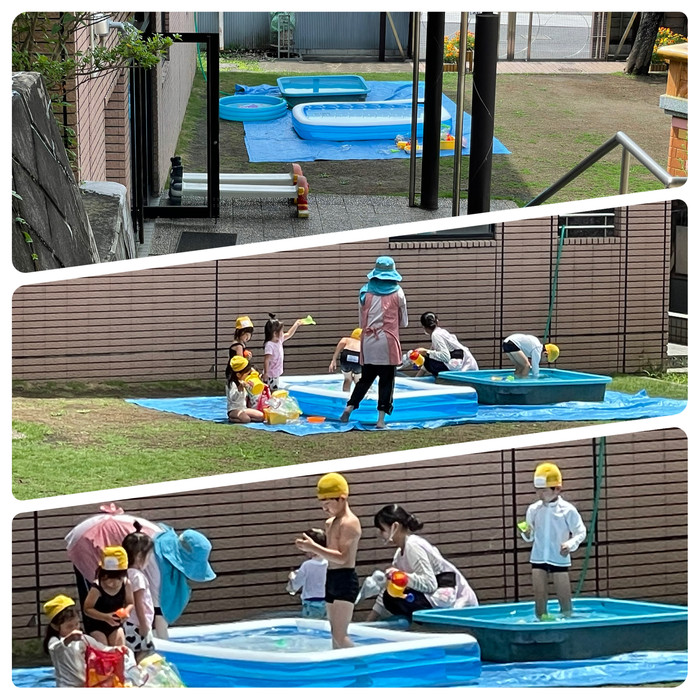 2号児さんたちの夏休み保育。やっぱり水遊びは楽しいね